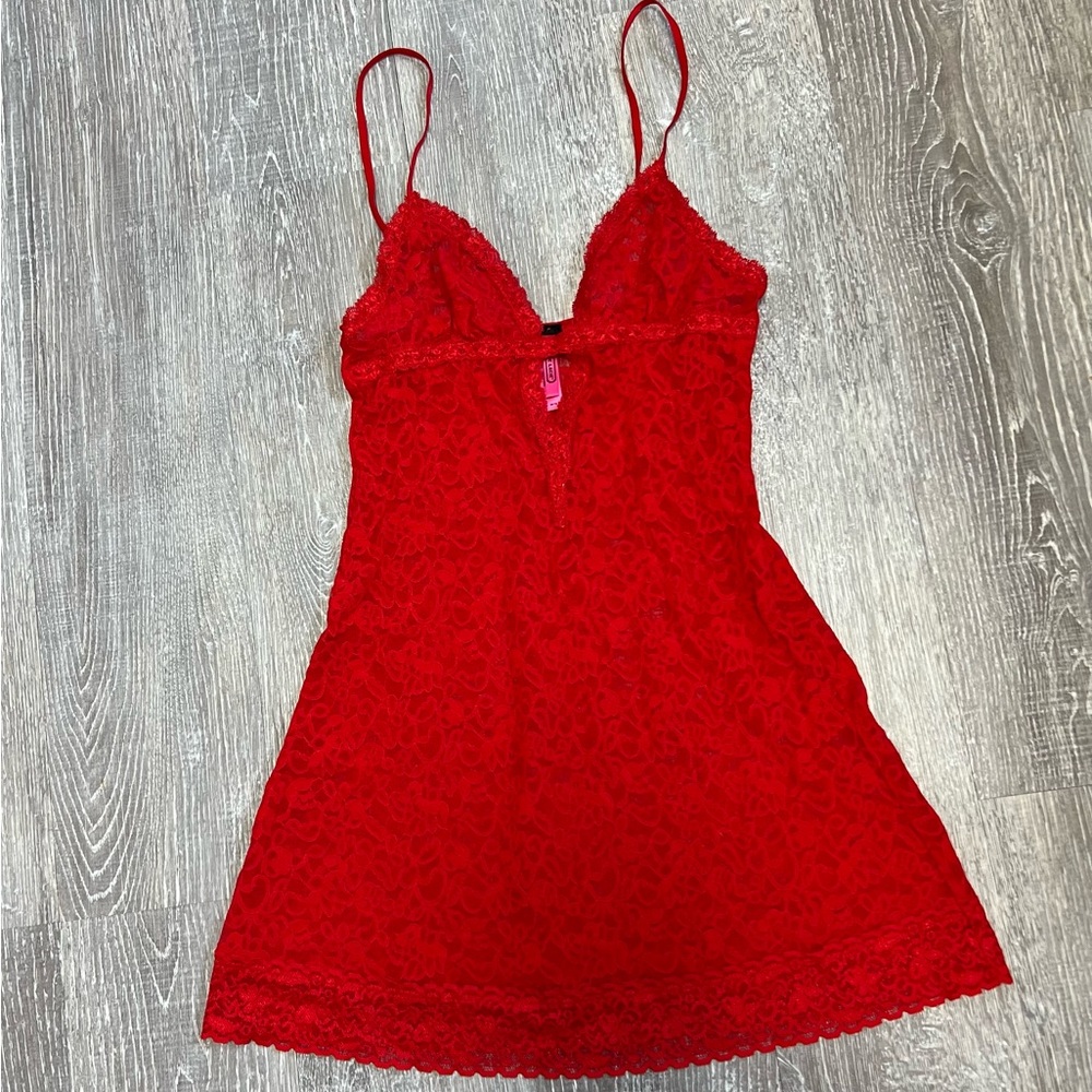 Victoria's Secret The Lacie Chemise Slip Dress Red Lace Medium